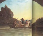Adrian Ludwig Richter Crossing the Elbe in front of the Schreckenstein (mk10) oil painting artist